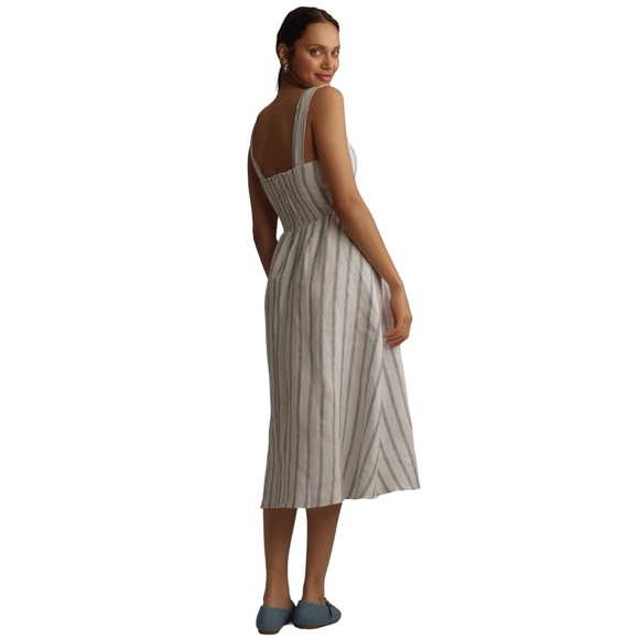 Reformation Women's Tagliatelle Linen Midi Dress - Harbor Stripe | NWT | Size 8 - Picture 5 of 16